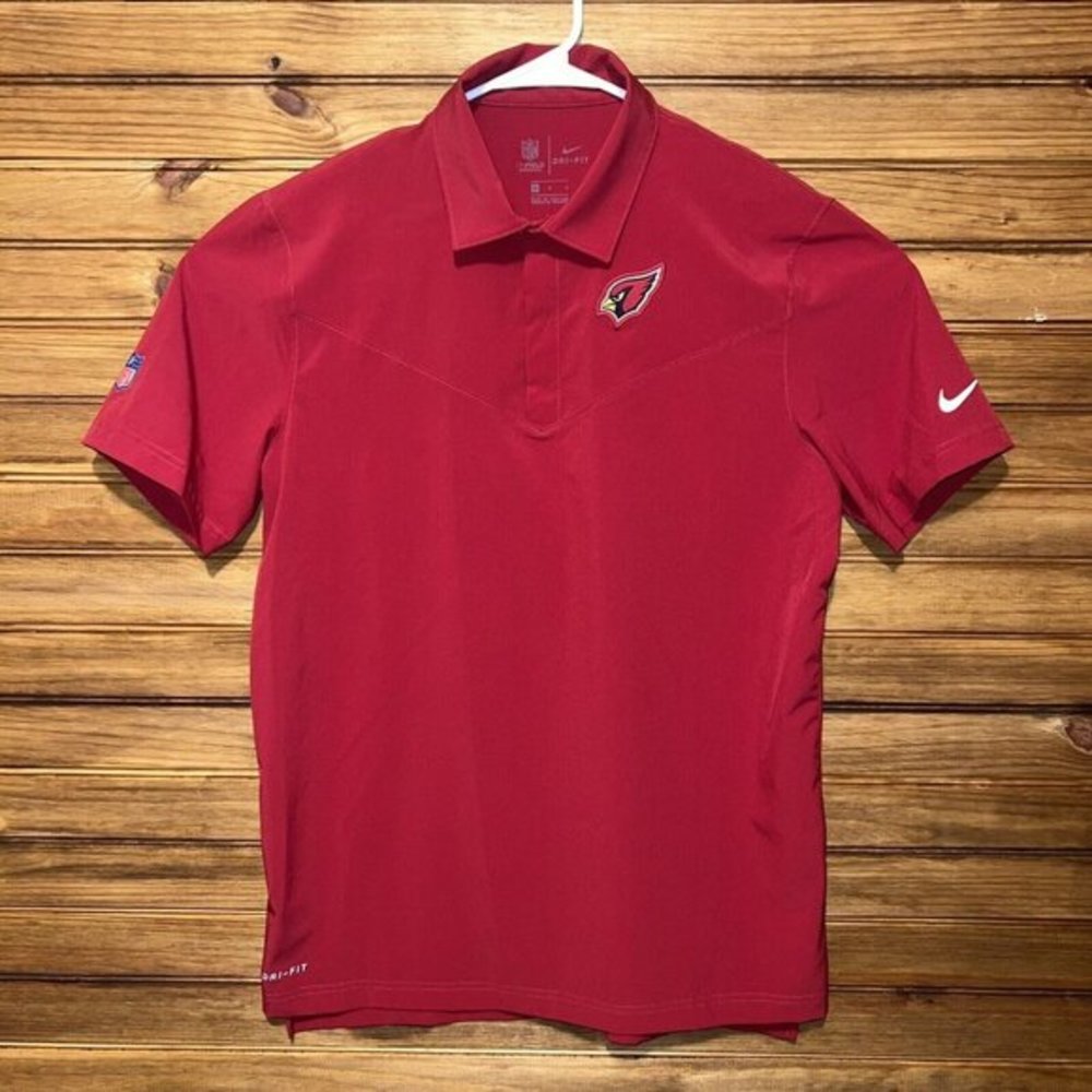 Arizona Cardinals Nike On Field Polo Shirt Mens Size Medium Red Lightweight Snap